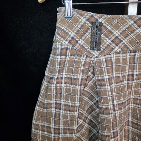 Goelia Plaid Pleated Lace Mini Skirt S - Picture 4 of 11